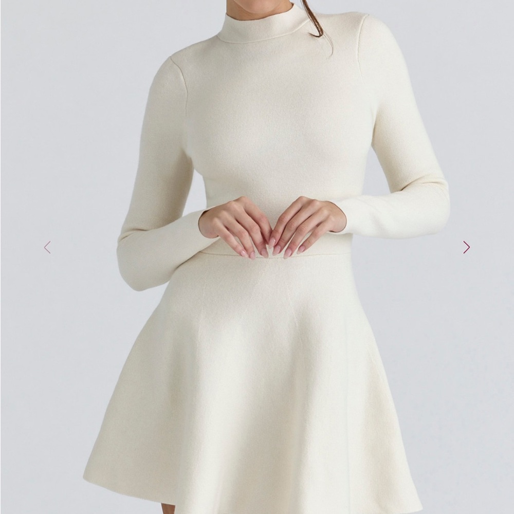 House of CB Cream Long Sleeve Dress